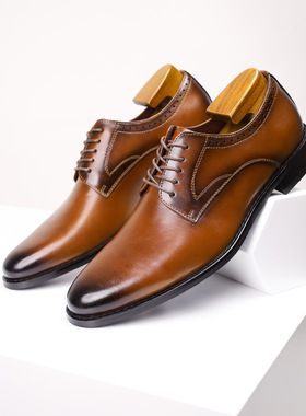 Men's leather shoes with genuine leather and British style