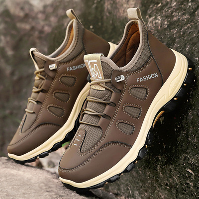Men's sports plus size anti slip travel shoes hiking shoes