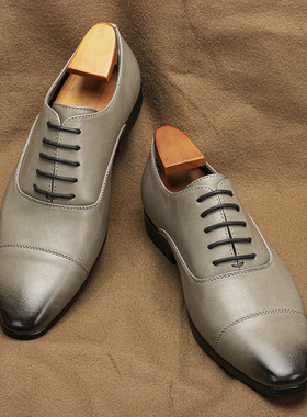Men pointed Oxford shoes, British leather shoes男尖头牛津鞋