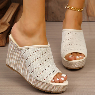 with women Roman wedge style sole slippers thick Large