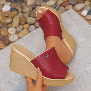 Mouth Fashion Slippers拖鞋 Heel Slope Fish toed Open Women