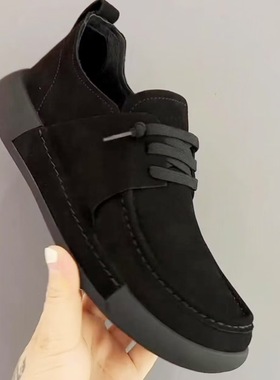 Men's soft leather casual retro casual flat bottomed shoes
