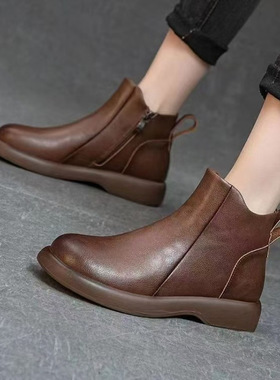 Women's handmade retro soft soled cotton short boots女棉短靴