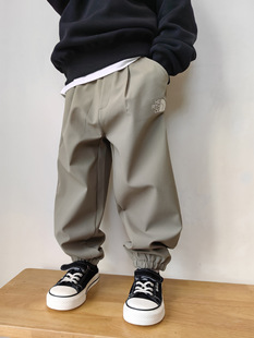 男童裤子加绒冲锋裤日系2024冬季女童速干长裤一体绒中大童保暖