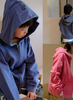 外套2026春DD同款潮流日系小众儿童复古水洗做旧印花企鹅连帽卫衣