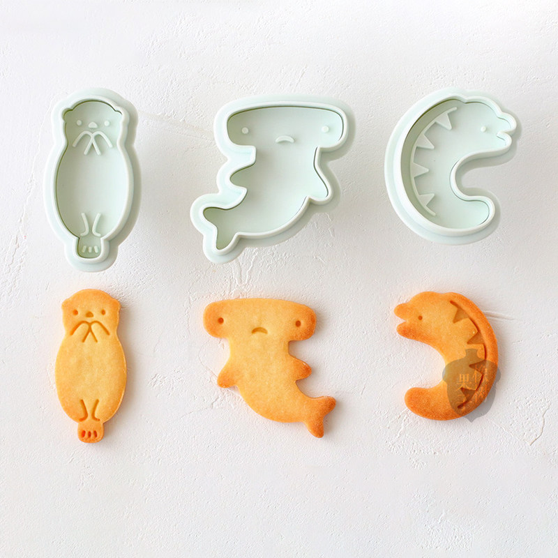 日本cotta正品家用亲子卡通日式企鹅鲨鱼 海洋生物系列糖霜饼干模