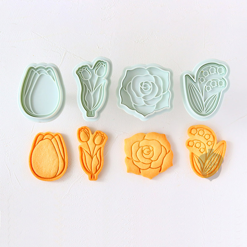 日本cotta正品新款母亲节郁金香手压式饼干模情人节玫瑰铃兰花