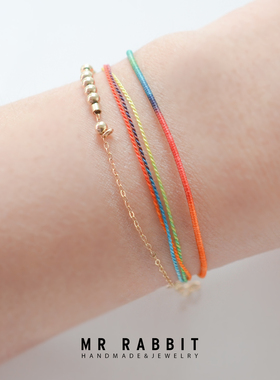 兔子先生手工编织手链彩虹渐变