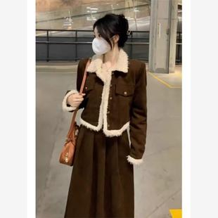 大码小香风高级感连衣裙穿搭一整套女秋冬装赫本风气质显瘦套装裙