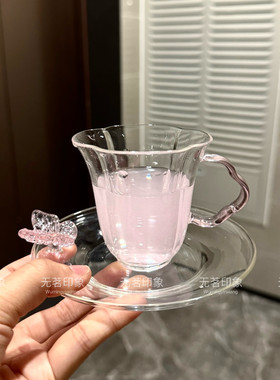 原创高档蝴蝶耐热玻璃茶杯品杯主人杯水仙杯花茶水杯品茗杯仙女杯