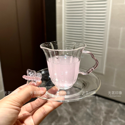 原创高档蝴蝶耐热玻璃茶杯品杯主人杯水仙杯花茶水杯品茗杯仙女杯