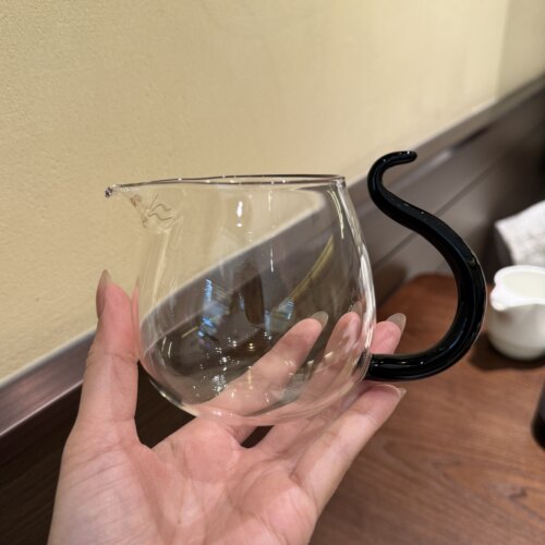 黑把福鼠玻璃公道杯玻璃公杯耐热玻璃分茶器带把茶海匀杯230ml