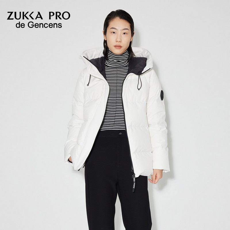 ZUKKA PRO卓卡短款羽绒服女冬季新款白色小众设计感高端连帽