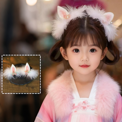 汉服发饰羽毛发夹可爱狐狸猫耳朵