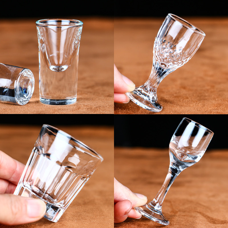家用水晶白酒杯玻璃烈酒杯小号酒盅中式烧酒子弹杯一口杯6只套装