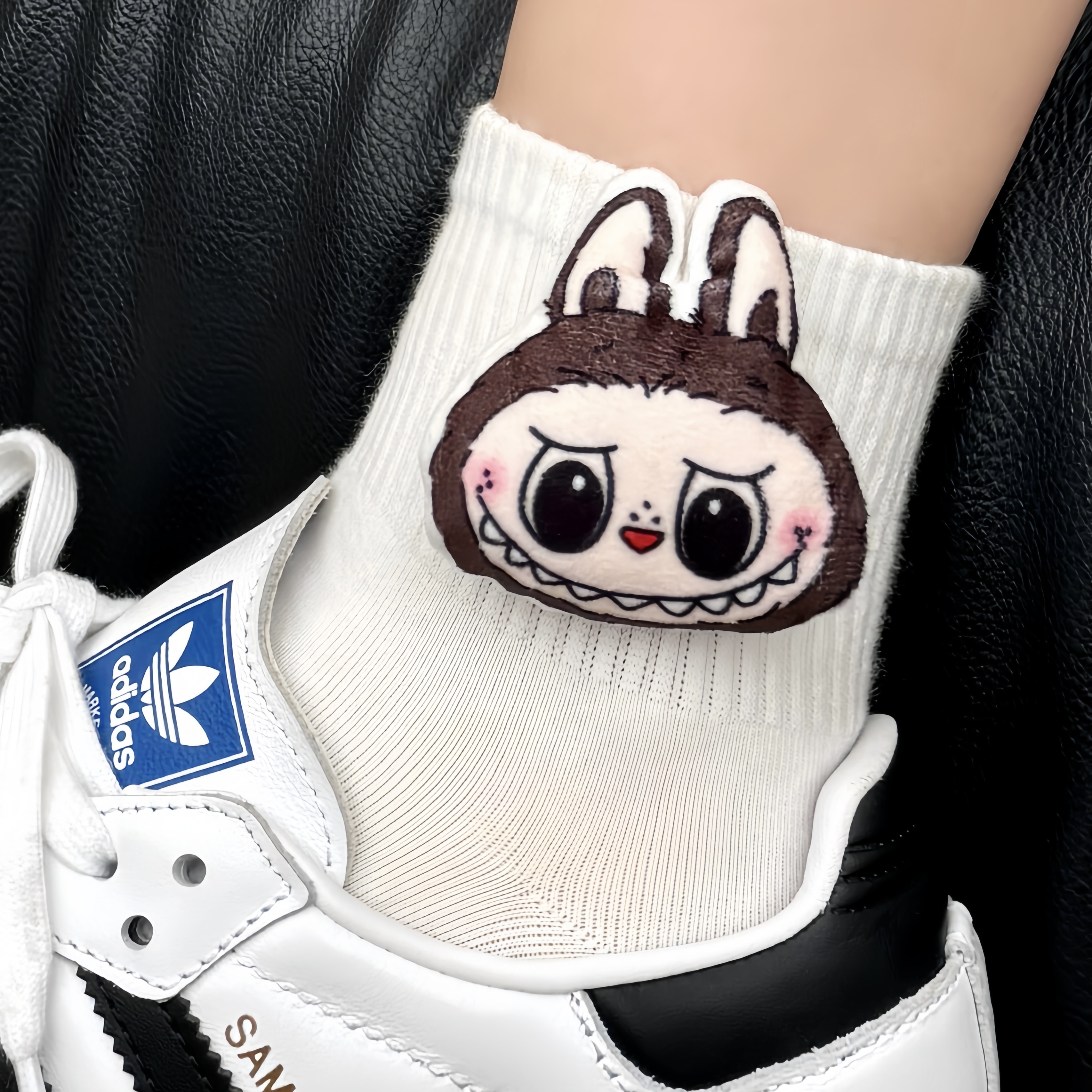 lububu玩偶袜子女夏天短袜纯棉春秋短筒拉布布中筒袜女百搭日系薄