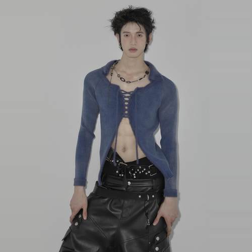 FIRESPIKE火钉原创绑带毛绒拼接针织辣弟短休闲针织上衣