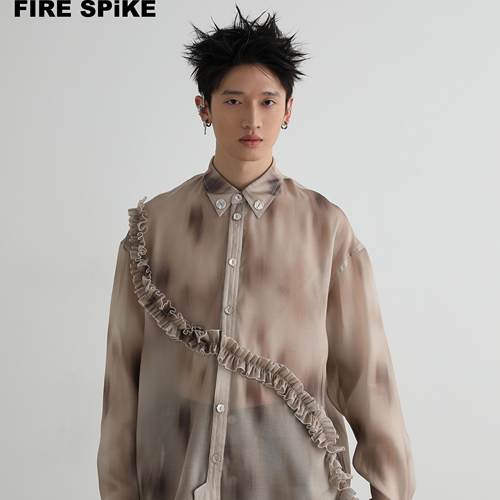 火钉秋休闲荷叶边衬衫