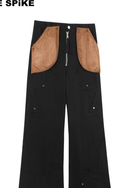 FIRESPIKE火钉异形拼接毛边铆钉可拆卸撞色口袋显长版型阔腿裤