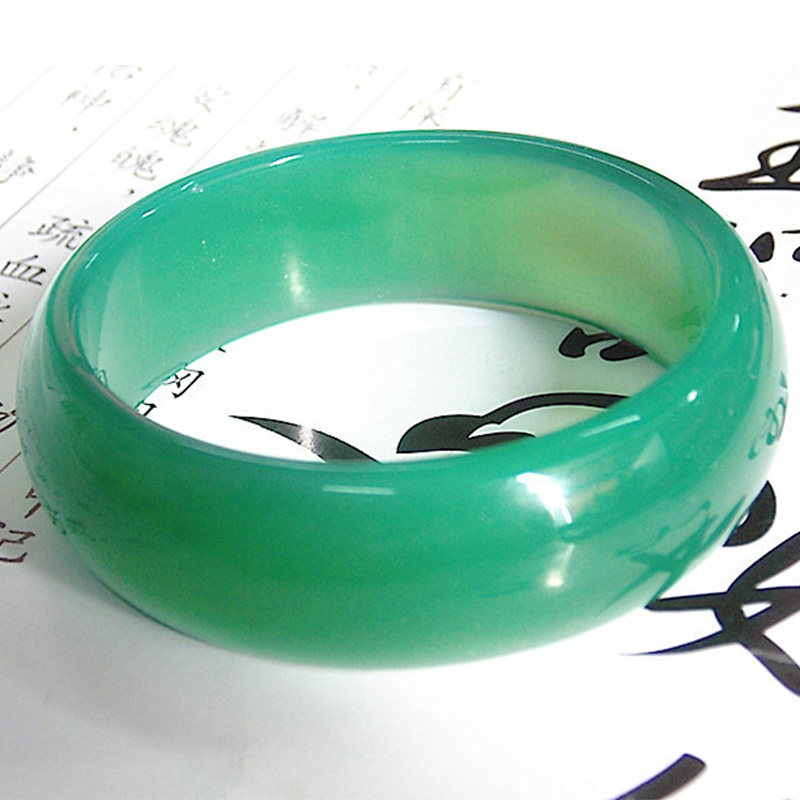 天然翡翠手镯女款冰种菠菜绿扁宽玉髓小孩手镯便宜儿童加宽玉镯子