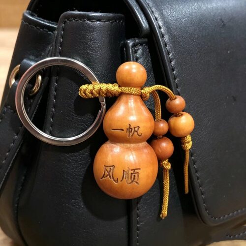 桃木葫芦雕刻平安一帆风顺钥匙扣