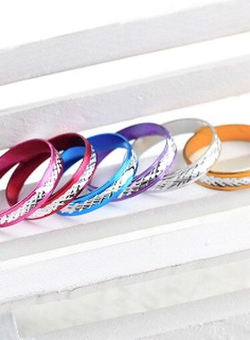 彩色合金铝合金戒指情侣款多彩色硬币金银戒指不褪色礼品指环尾戒