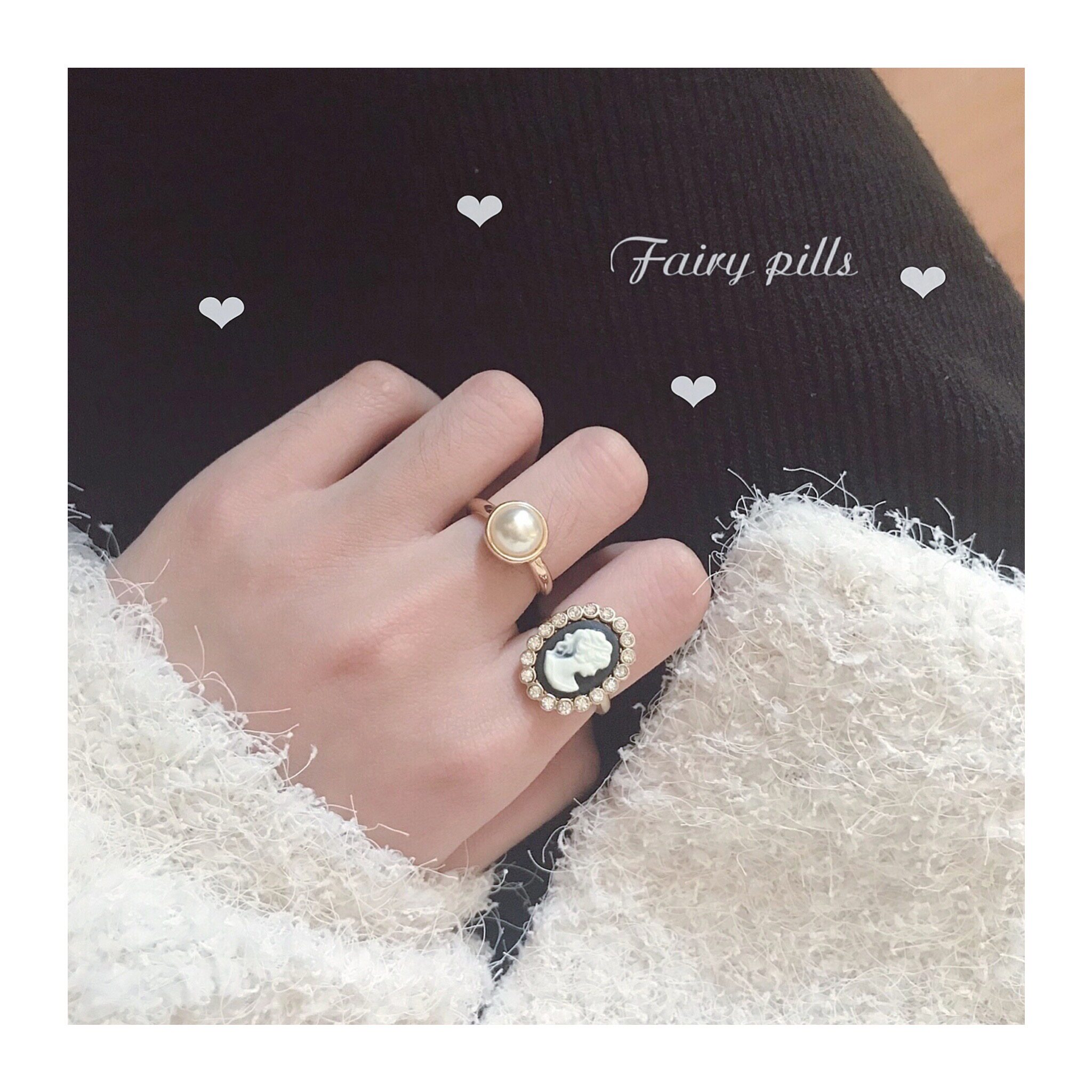 [PILLS]治愈大小姐~日本ins 复古维多利亚浮雕女人少女宫廷感戒指