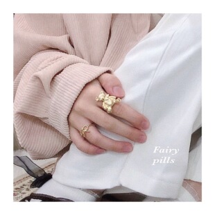 [PILLS]治愈软妹~日本ins爆红 泰迪熊小熊戒指lattice tp kastane