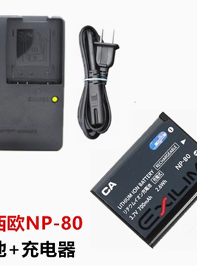 适用于卡西欧EX-ZS100 ZS150 ZS160 ZS180照相机NP-80电池+充电器
