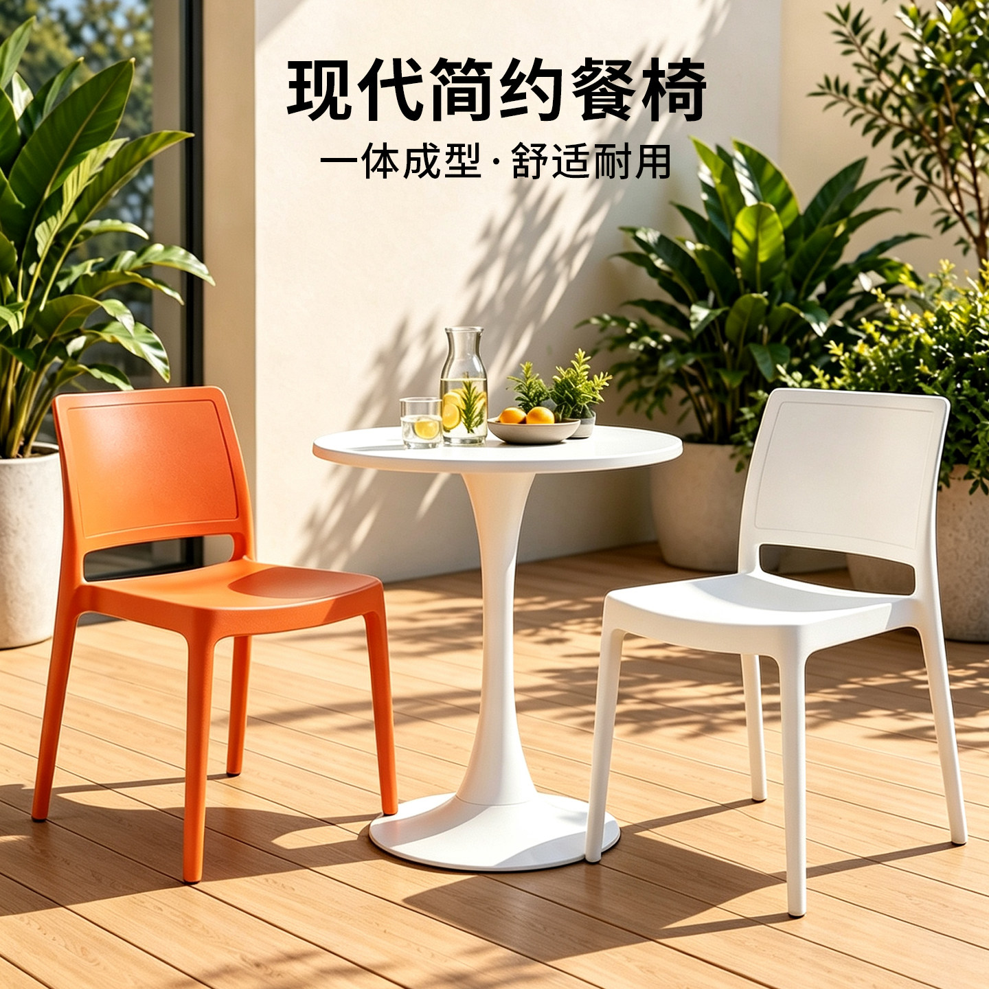户外网红咖啡奶茶店商用餐厅餐桌椅堆叠塑料靠背家用椅子久坐舒服图片