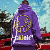 欧美高街连帽小恶魔卫衣男潮胖子潮牌潮流大码 秋冬加绒加厚带帽衫