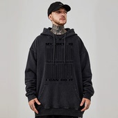 美式 复古嘻哈大码 卫衣纯棉重磅水洗做旧高街胖子男生外套加绒秋冬