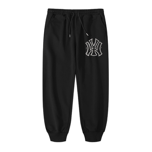 秋冬运动裤宽松束脚加肥加大码裤子男潮牌加绒卫裤长裤胖人束脚裤