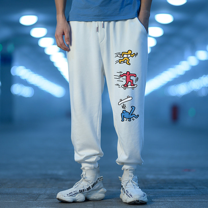 潮牌卫裤男装九分裤加肥加大码束脚裤子休闲篮球加绒薄款篮球长裤