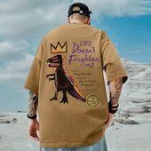 美式 t恤 国潮半袖 重磅复古潮牌高街短袖 男日系潮流宽松加肥加大码