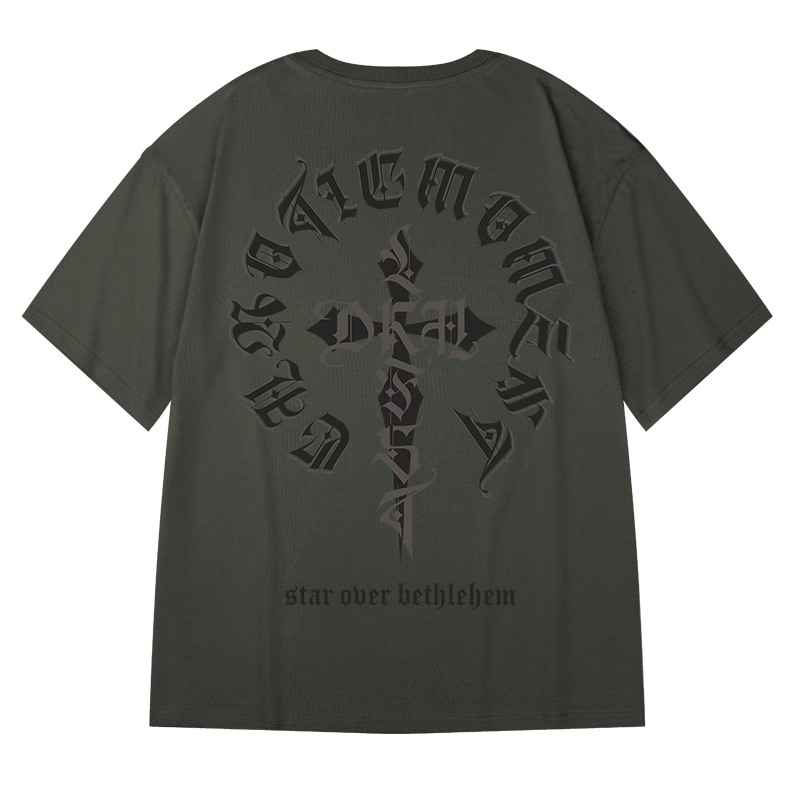 2025重磅潮牌宽松T恤美式短袖五分半袖纯棉国潮大码男装夏季男款