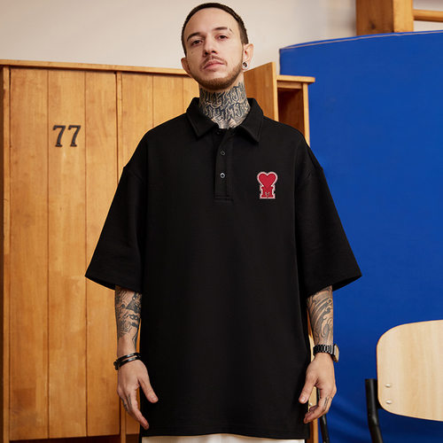 2026新款polo衫t恤胖子男ins短袖潮牌宽松夏季加肥加大码男装半袖