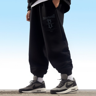 春夏季运动裤宽松加肥加大码裤子男款潮牌卫裤长裤胖人束脚裤薄款