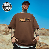 300g重磅美式 男 圆领纯棉嘻哈半袖 字母休闲短袖 t恤街头加肥加大码