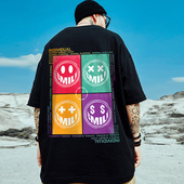 大码 小恶魔胖子潮牌嘻哈短袖 T恤男宽松国潮半袖 oversize体恤ins夏