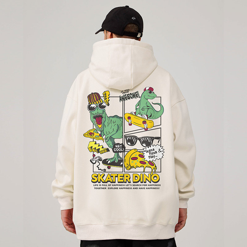 美式复古潮牌港风卡通卫衣胖子男生外套连帽宽松大码圆领宽松套头