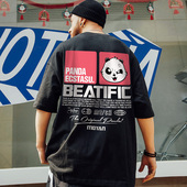 国潮bf宽松纯棉胖子潮流半袖 潮牌oversize短袖 t恤男加肥加大码