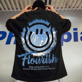 半袖 T恤男潮ins潮牌潮流情侣大码 胖子oversize小恶魔国潮短袖 夏季