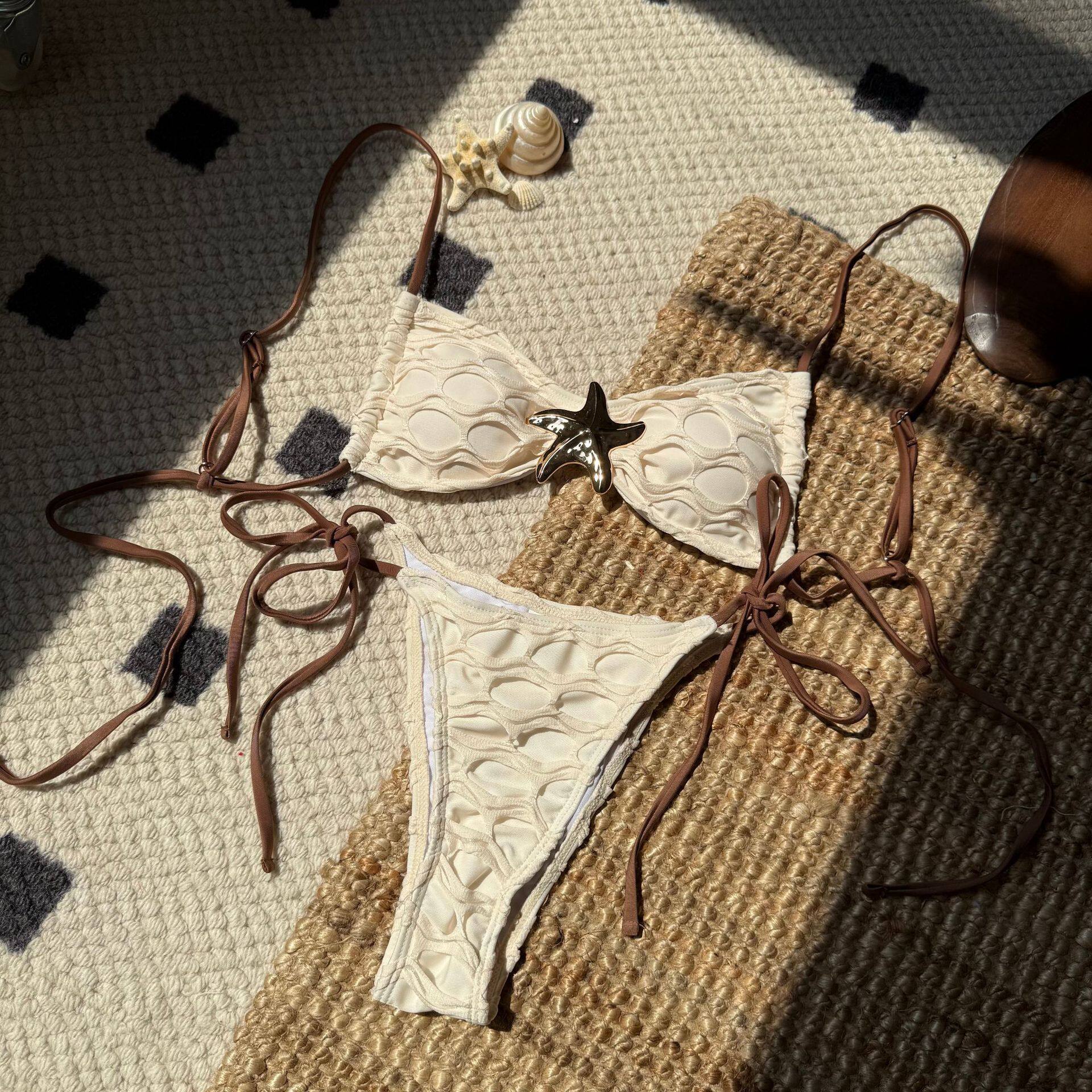 抽绳绑带比基尼网布拼接露背分体泳衣网红辣妹拍照泳装温泉bikini,运动/瑜伽/健身/球迷用品,比基尼,淘宝优惠券,粉丝福利购,淘宝优惠卷