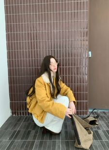 SJia【NOAGI】Gigi同款韩系复古氛围感可拆卸毛领短款开衫外套女