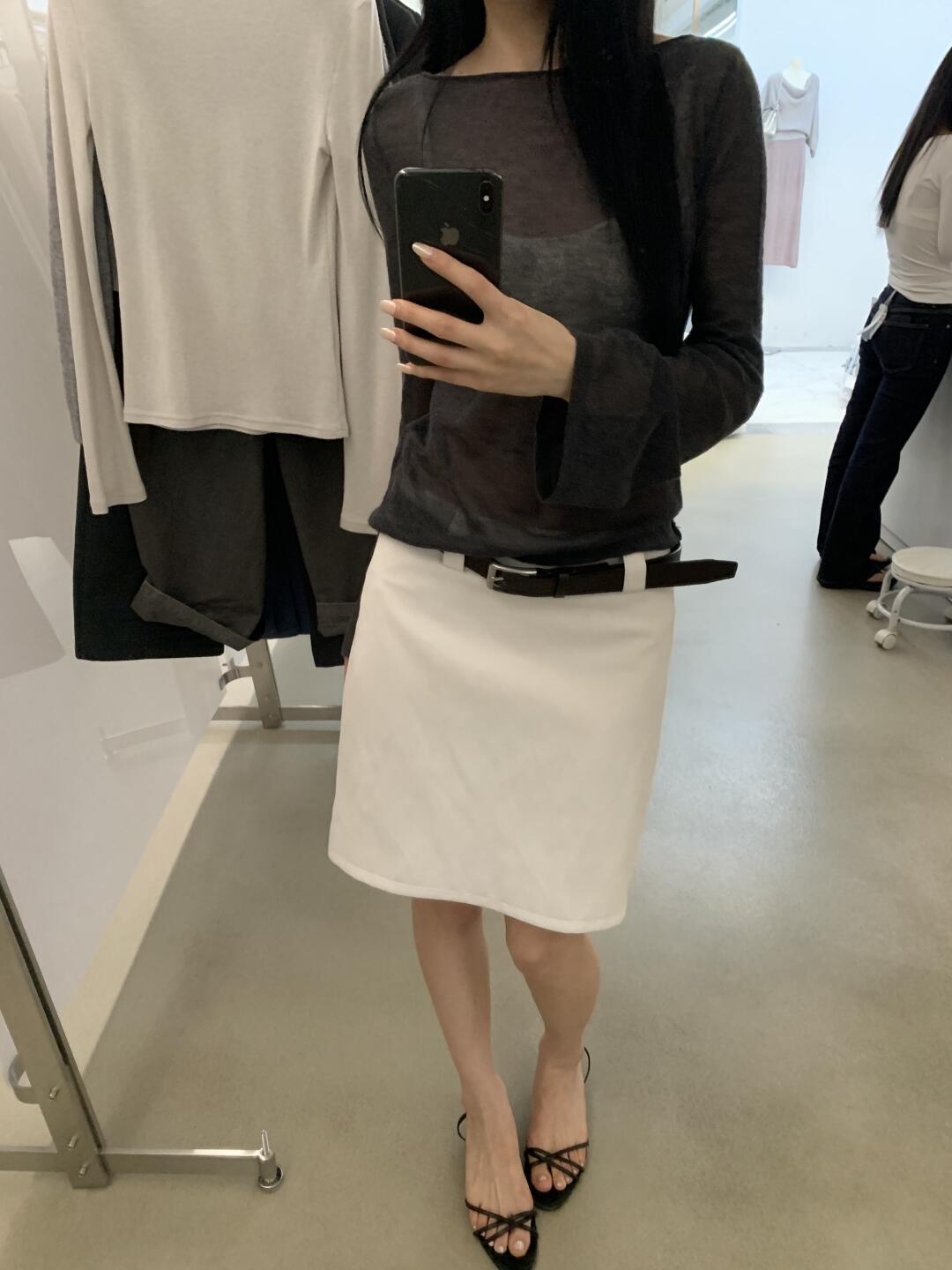 SJia【SAIDTOME】韩女高质感PU皮半身裙女宽松显瘦A字裙前后两穿