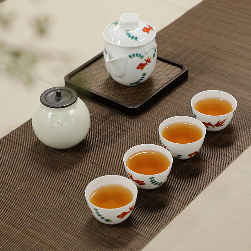 观复中式简约金玉满堂茶具套装功夫一壶四茶杯景德镇吉祥高档礼品