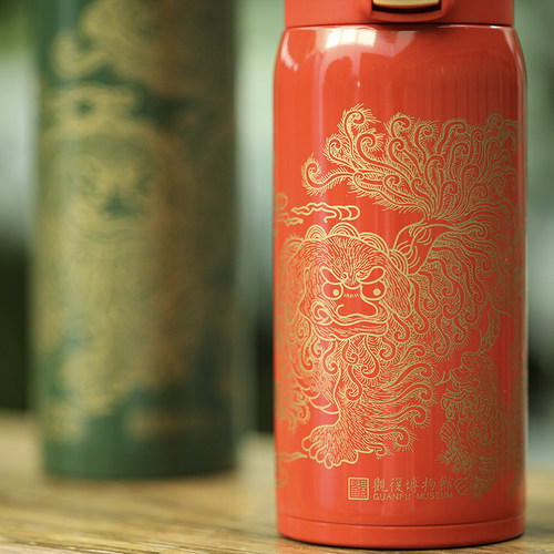 观复博物馆中f国风国潮保温杯304不锈钢复古水杯便携随身男女均可