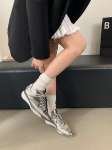 2024新款不对称鞋舌拳击鞋女厚底百搭休闲运动鞋增高显腿细德训鞋