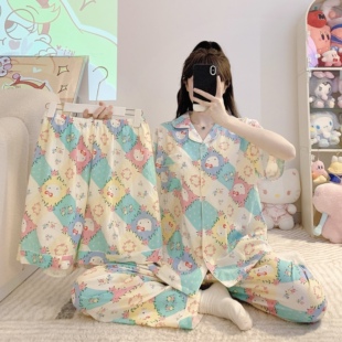 2026新款春夏季睡衣女云朵棉休闲舒适加大码加宽家居服三件套